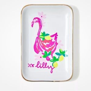 New Lilly Pulitzer Trinket Dish Flamingo Motif in Box